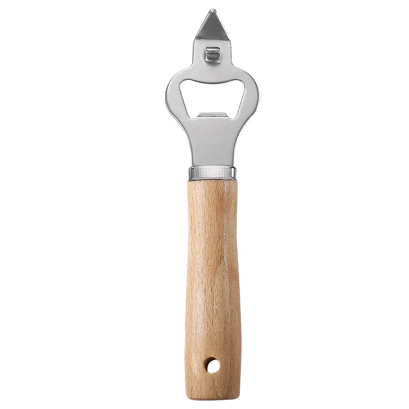 Creative 9-Piece Stainless Steel Wooden Handle Kitchen Gadget Set Egg Beater Garlic Press Can Opener Baking Utensils (Food Safe) l'atelier des ustensiles