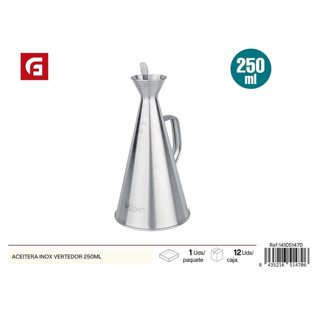 Stainless steel oiler with pourer 250ml - Kitchen utensils l'atelier des ustensiles