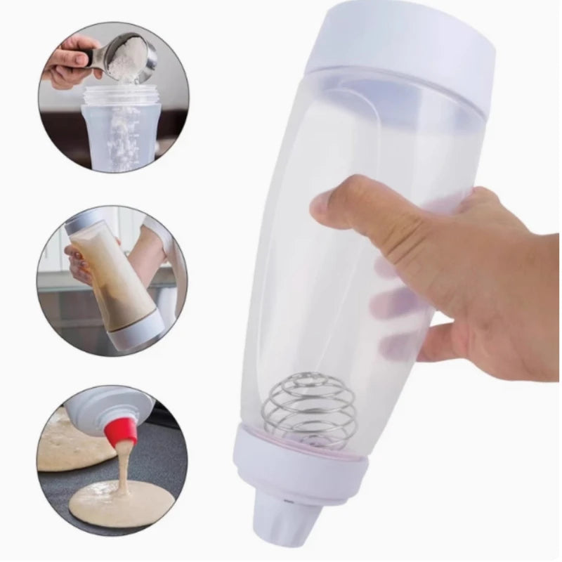 Tasse shaker à piles domestique multifonctionnelle de grande capacité, distributeur de piles, bouteille de mélange à manivelle facile à nettoyer pour la cuisine l'atelier des ustensiles