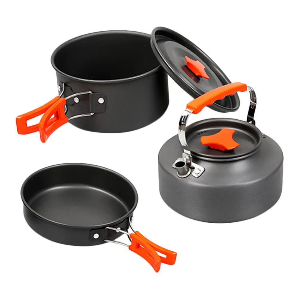 1 ensemble d'ustensiles de cuisine portables pour le camping, pour 2-3 personnes, en alliage d'aluminium, casserole, bouilloire, cuisine en plein air, randonnée, pique-nique, barbecue, escalade l'atelier des ustensiles