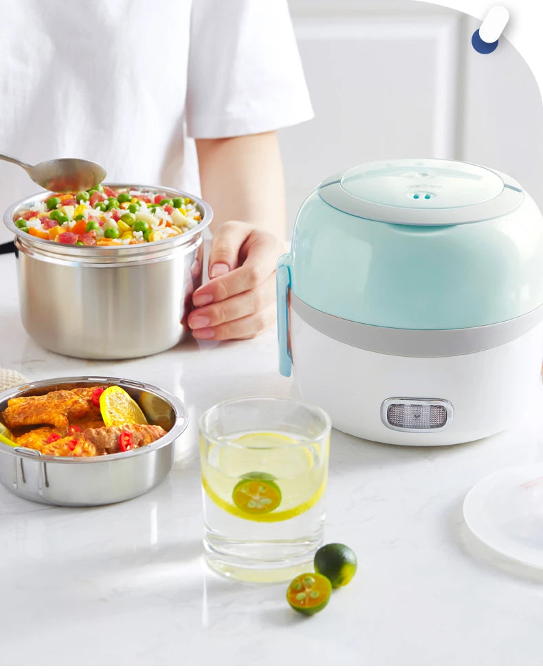 Cuiseur à riz électrique portable automatique, boîte chauffante pour le déjeuner à la maison, marmite à vapeur, multi-cuiseur, 220V l'atelier des ustensiles