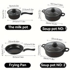 Ensemble de 13 ustensiles de cuisine antiadhésifs, casseroles et poêles compatibles avec l'induction, avec poêle à frire et ustensiles pour la cuisine à domicile ou le camping l'atelier des ustensiles