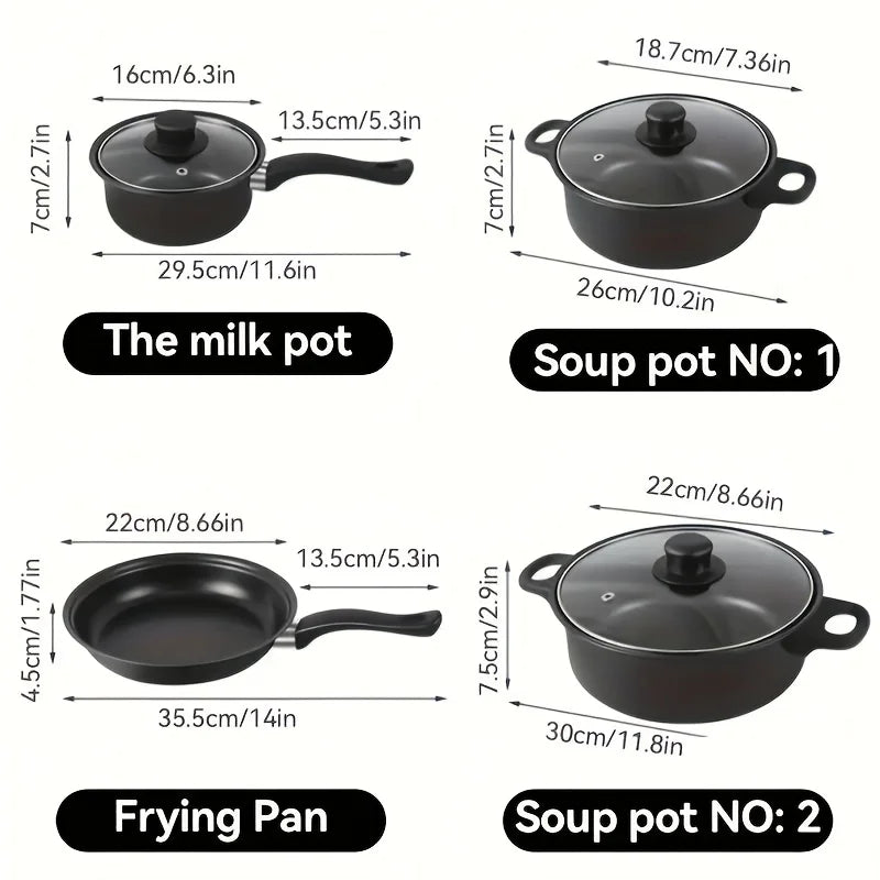 Ensemble de 13 ustensiles de cuisine antiadhésifs, casseroles et poêles compatibles avec l'induction, avec poêle à frire et ustensiles pour la cuisine à domicile ou le camping l'atelier des ustensiles