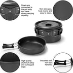 Fournitures d'extérieur-ensemble de casseroles pour 2-3 personnes pour Camping en plein air, ustensiles de cuisine, ensemble de théière pliante l'atelier des ustensiles