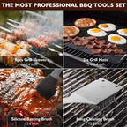 Ensemble de 34 outils de barbecue avec étui en aluminium, spatule, pinces et brochettes pour grillades en plein air, cadeaux l'atelier des ustensiles