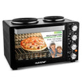 Four à convection de cuisine de 30 pintes avec cuisinière à 2 brûleurs - 1500 watts - 7 fonctions de cuisson, y compris rôtissoire, cuisson, grill - Inclu l'atelier des ustensiles