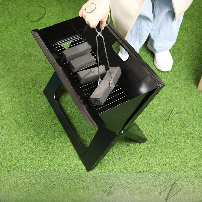 Barbecue épais pliable en X, Portable, en acier inoxydable, au carbone, pour Camping pique-nique l'atelier des ustensiles