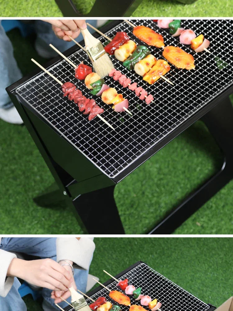 Barbecue épais pliable en X, Portable, en acier inoxydable, au carbone, pour Camping pique-nique l'atelier des ustensiles