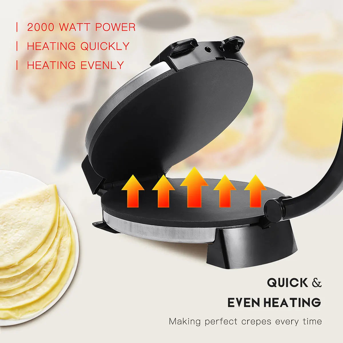 Machine à crêpes électrique antiadhésive, haute efficacité, pour crêpes et Chapati, rouleaux de printemps, pour la cuisine domestique l'atelier des ustensiles