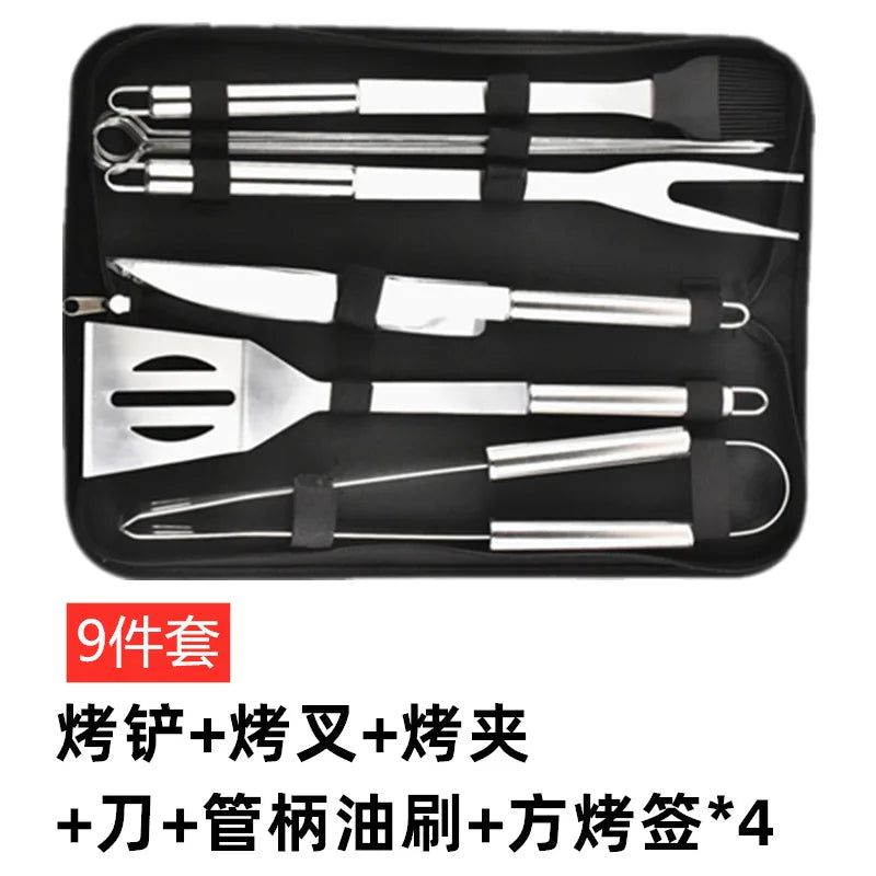 Ensemble de four en acier inoxydable, outils combinés pour Barbecue en plein air, ensemble de Barbecue, rangement, sac en tissu Portable, outils de cuisson l'atelier des ustensiles