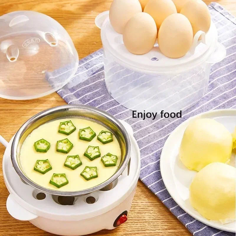 Cuiseur à œufs électrique multifonctionnel, Double couche pour faire bouillir, la pochette, les œufs et les légumes à la vapeur, appareil de petit déjeuner Compact l'atelier des ustensiles