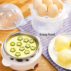 Cuiseur à œufs électrique multifonctionnel, Double couche pour faire bouillir, la pochette, les œufs et les légumes à la vapeur, appareil de petit déjeuner Compact l'atelier des ustensiles
