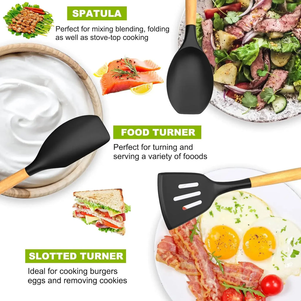 Ensemble de cuisine d'ustensiles en silicone 36 pièces avec support l'atelier des ustensiles
