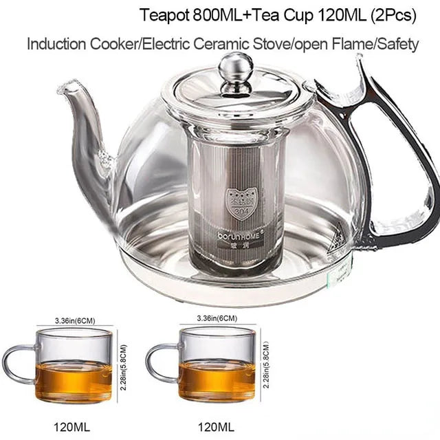 Théière en Verre à Degré de Chaleur, Cuisinière à Induction, Four Électromagnétique, Pot à Filtre Multifonctionnel, Cuisinière à Gaz, Bouilloire, Service à Thé l'atelier des ustensiles