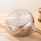 Casserole en acier inoxydable avec couvercle, manche en bois massif avec crochet, poêle à Sauce polyvalente avec bec verseur, marmite à Sauce, marmite de cuisson l'atelier des ustensiles