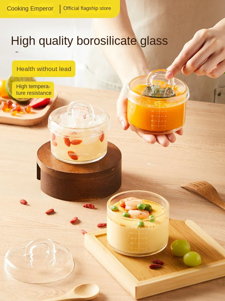 COOKER KING bol à œufs cuit à la vapeur mijoteuse verre Borosilicate Cubilose ragoût petit bol Tureen vaisselle pour bébé l'atelier des ustensiles