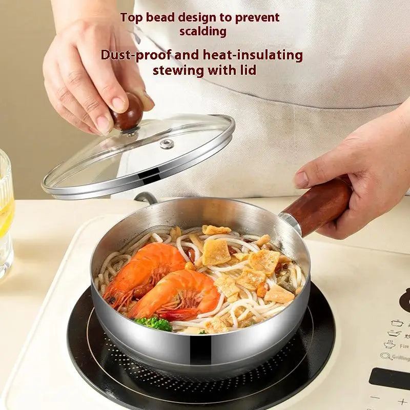 Ustensile de cuisine pour le petit-déjeuner, pot individuel de 14 cm, bol en acier inoxydable, poignée en bois de noyer, bol à salade de fruits, bol à yaourt, restaurant l'atelier des ustensiles