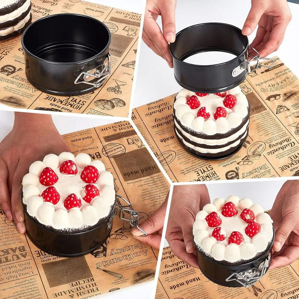 Moules à gâteau ronds antiadhésifs de 4 pouces, étanches, avec fonds amovibles, lot de 25 mini-moules pour gâteaux au fromage, pizzas et quiches (Bla l'atelier des ustensiles