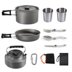 Fournitures d'extérieur-ensemble de casseroles pour 2-3 personnes pour Camping en plein air, ustensiles de cuisine, ensemble de théière pliante l'atelier des ustensiles