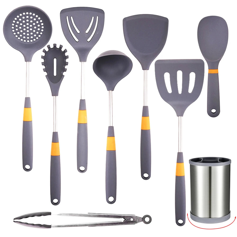 Outil de cuisson en Silicone de qualité supérieure, résistant à la chaleur, agrandir les ustensiles de cuisine avec conception de Support antidérapant et poignée en Silicone l'atelier des ustensiles