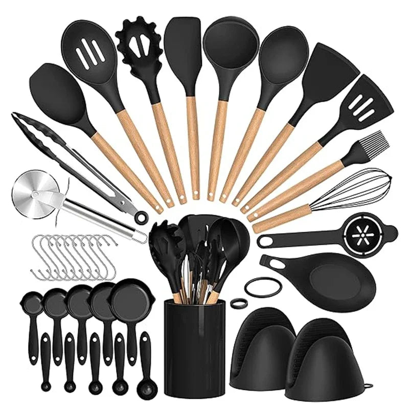 Ensemble de cuisine d'ustensiles en silicone 36 pièces avec support l'atelier des ustensiles