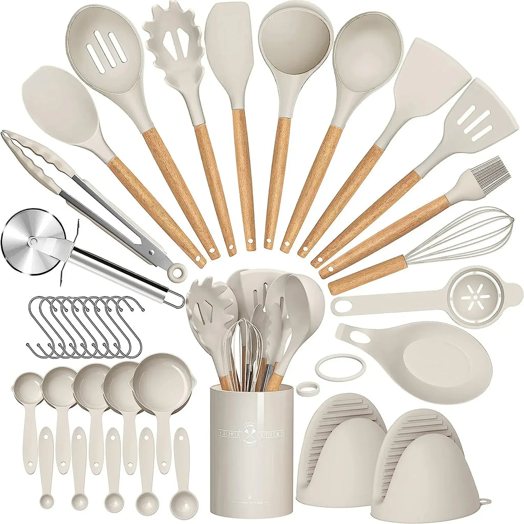 Ensemble de cuisine d'ustensiles en silicone 36 pièces avec support l'atelier des ustensiles