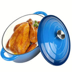 Pot rond ovale en fonte et émail de grande capacité, poêle à ragoût antiadhésive, Casserole cadeau, four à Induction de gaz sûre avec couvercle l'atelier des ustensiles