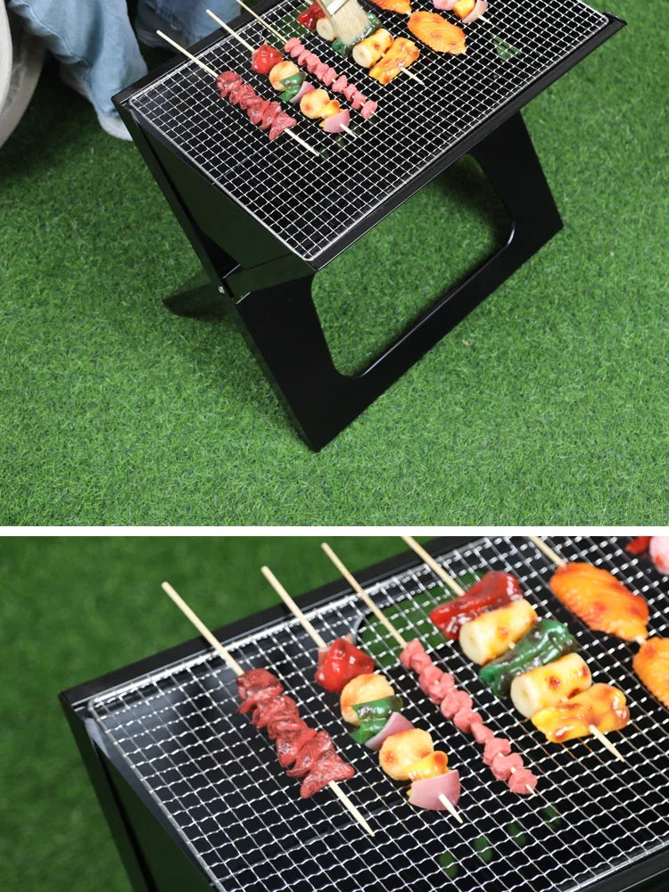 Barbecue épais pliable en X, Portable, en acier inoxydable, au carbone, pour Camping pique-nique l'atelier des ustensiles