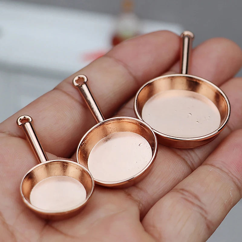 1 ensemble 1:12 maison de poupée Miniature poêle Casserole métal ustensiles de cuisine cuisine modèle décor jouet maison de poupée accessoires l'atelier des ustensiles