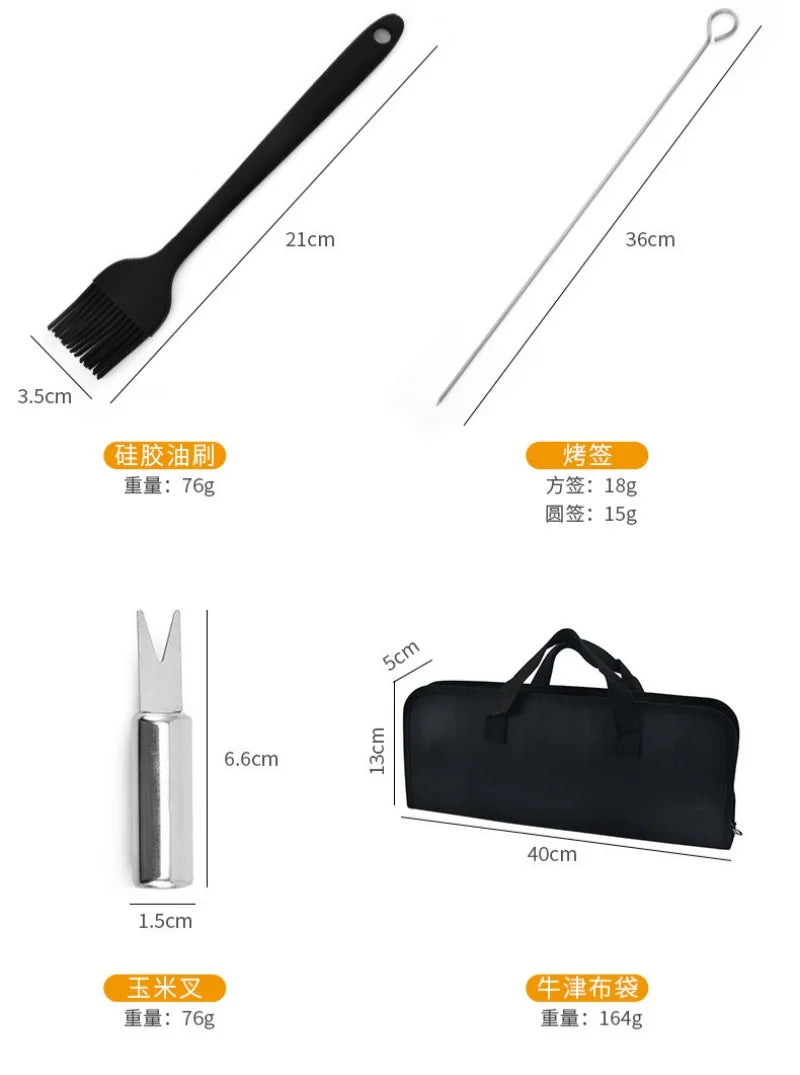 Ensemble de four en acier inoxydable, outils combinés pour Barbecue en plein air, ensemble de Barbecue, rangement, sac en tissu Portable, outils de cuisson l'atelier des ustensiles
