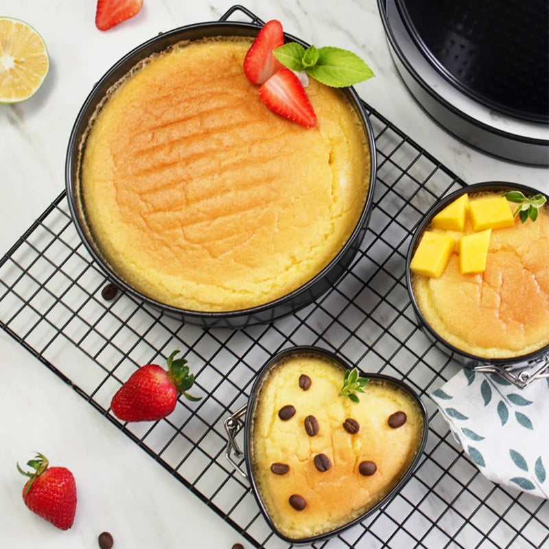 Ensemble de poêles à ressort rondes à revêtement antiadhésif, avec plaque inférieure amovible, moules à gâteaux ronds et en forme de cœur, moule à gâteau au fromage l'atelier des ustensiles