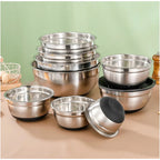 Bols à mélanger pour salade avec couvercles et bases antidérapantes, ensemble de bols à mélanger en acier inoxydable pour la cuisson, bols de rangement de nidification l'atelier des ustensiles