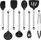 【Ensemble d'ustensiles de cuisine en Silicone de 8 pièces】 Outils de cuisine résistants à la chaleur – Spatules anti-rayures, cuillères, pinces pour poêles antiadhésives, pâtisserie, cuisine l'atelier des ustensiles