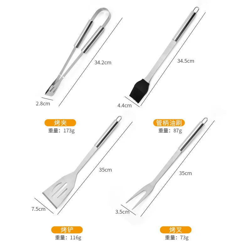 Ensemble de four en acier inoxydable, outils combinés pour Barbecue en plein air, ensemble de Barbecue, rangement, sac en tissu Portable, outils de cuisson l'atelier des ustensiles