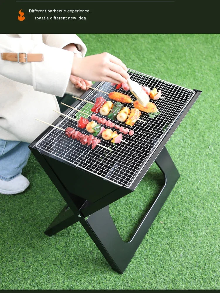 Barbecue épais pliable en X, Portable, en acier inoxydable, au carbone, pour Camping pique-nique l'atelier des ustensiles