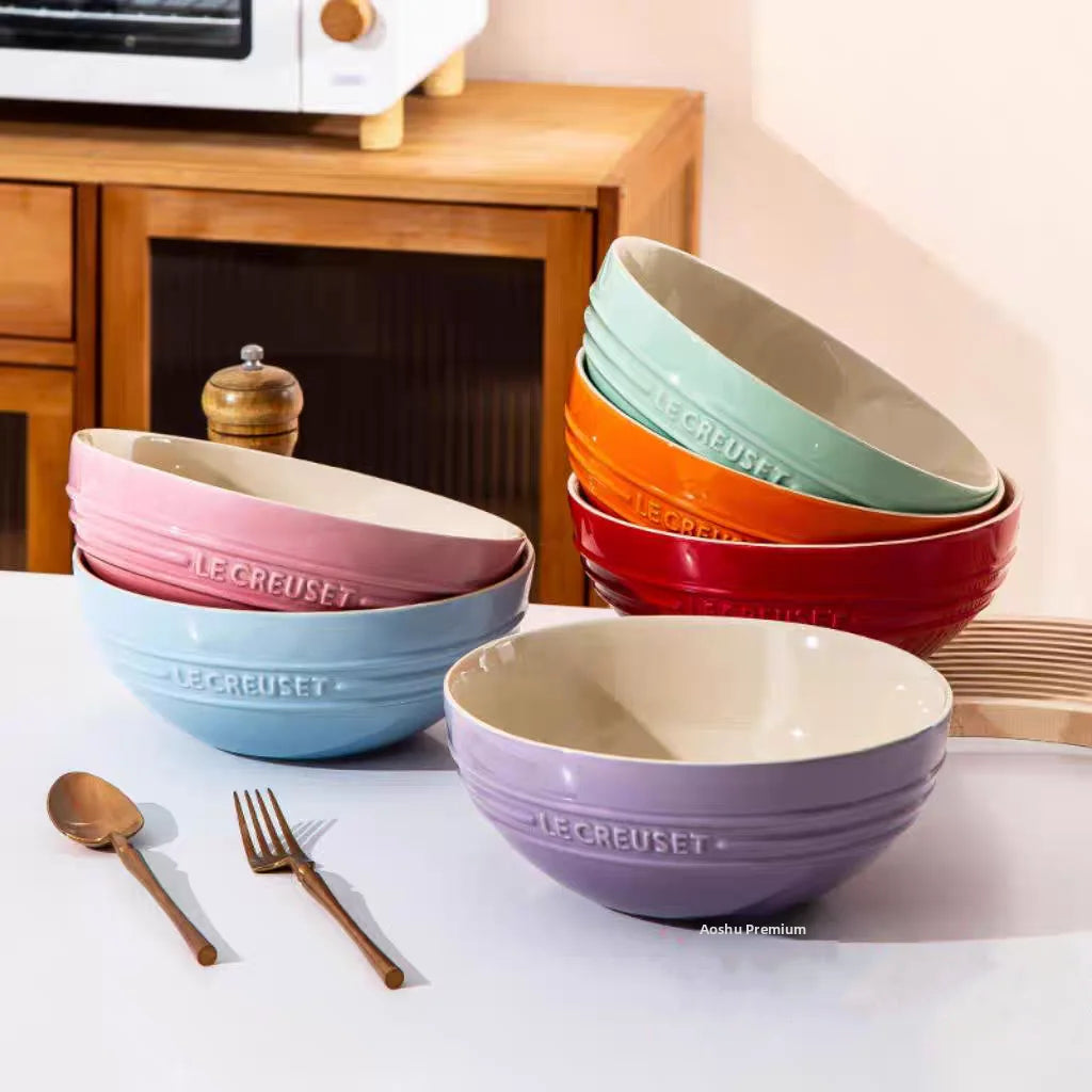Grand bol à soupe en céramique, bol à salade, Le Creuset, usage domestique, grand bol, vaisselle de style français l'atelier des ustensiles