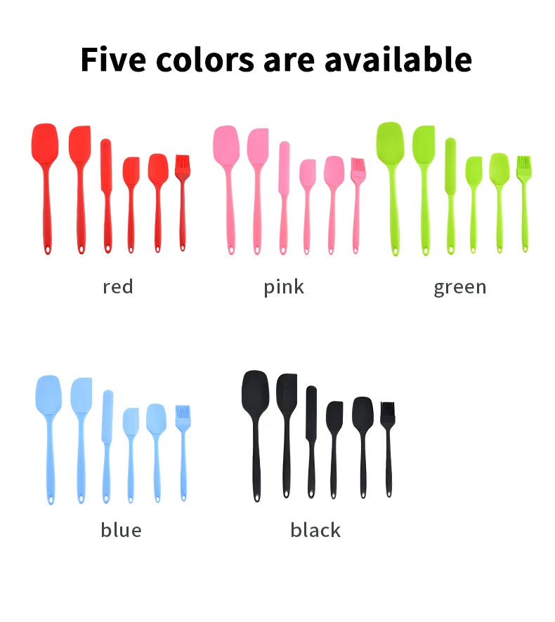 Ensemble d'ustensiles de cuisine en silicone 6 pièces, spatule à crème, spatule, pinceau à huile, ensemble de spatules de précision, outil de pâtisserie, manche non intégré l'atelier des ustensiles