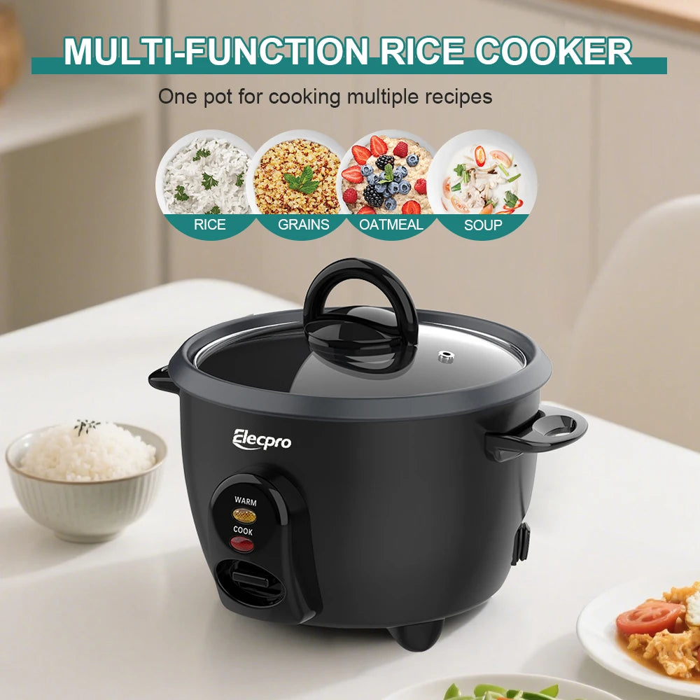 Elecpro Mini cuiseur à riz 3 tasses de riz avec cuiseur vapeur, petit cuiseur vapeur Portable pour aliments, pot intérieur antiadhésif amovible de qualité alimentaire l'atelier des ustensiles