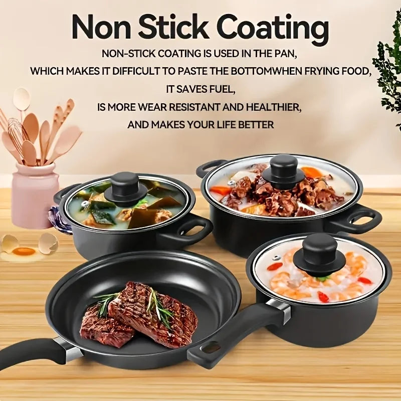 Ensemble de 13 ustensiles de cuisine antiadhésifs, casseroles et poêles compatibles avec l'induction, avec poêle à frire et ustensiles pour la cuisine à domicile ou le camping l'atelier des ustensiles