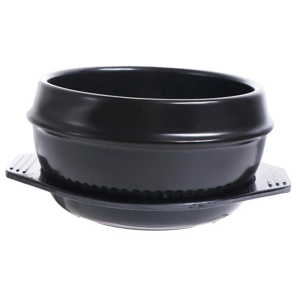 Casserole en argile de 16 cm avec plateau, résistante à la chaleur, pour Bibimbap, noire, classique, anti-brûlure, en céramique, pour soupes, usage commercial l'atelier des ustensiles