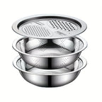 Kit de cuisine 3 pièces avec bol à mélanger multifonctionnel en acier inoxydable, trancheur de légumes, adapté au nettoyage et au trancher des Fruits l'atelier des ustensiles
