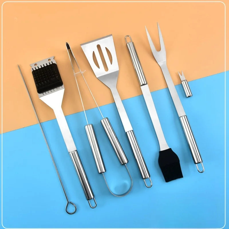 Ensemble de four en acier inoxydable, outils combinés pour Barbecue en plein air, ensemble de Barbecue, rangement, sac en tissu Portable, outils de cuisson l'atelier des ustensiles