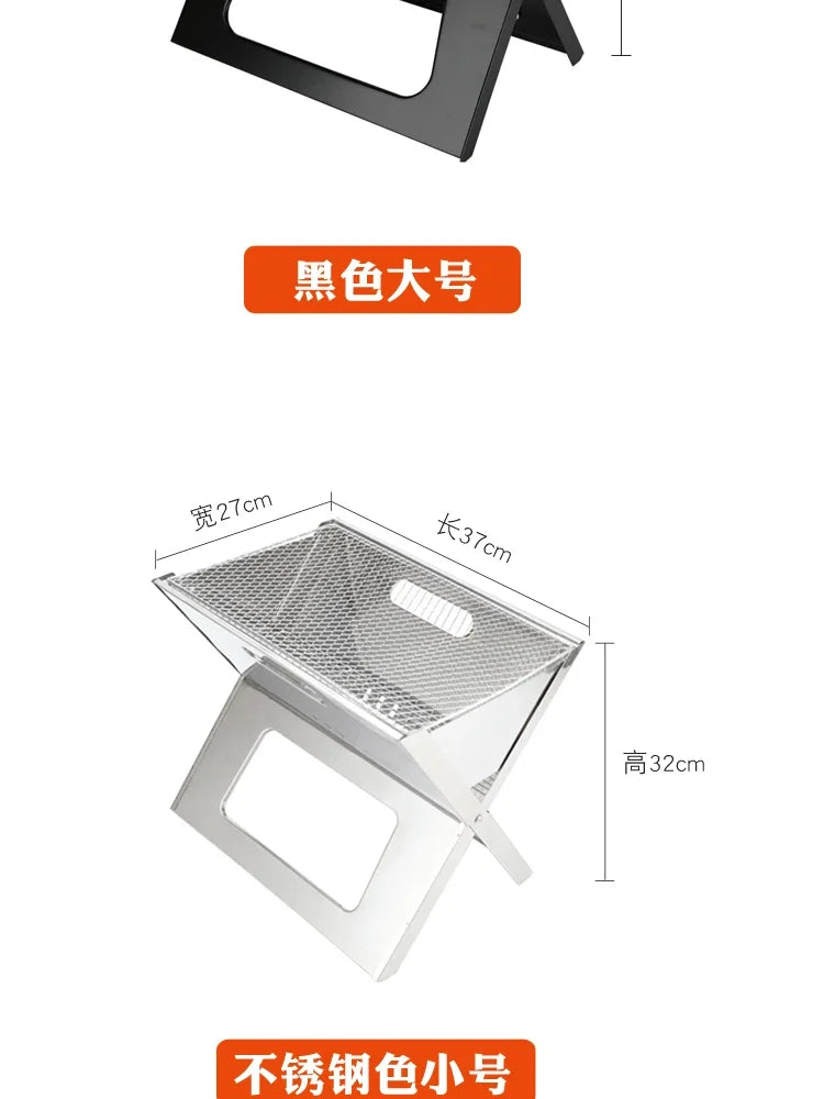 Barbecue épais pliable en X, Portable, en acier inoxydable, au carbone, pour Camping pique-nique l'atelier des ustensiles