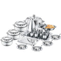 Ensemble de vaisselle de fête en acier inoxydable, 28 pièces, récipient de stockage des aliments, plateau de service alimentaire avec tasses, cuillère pour l'extérieur l'atelier des ustensiles