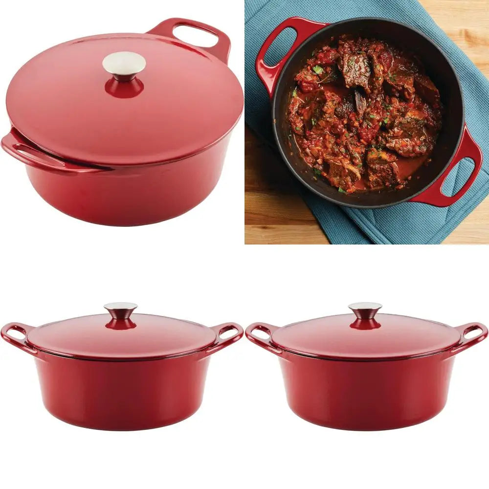 Cocotte en fonte émaillée avec couvercle, 5 quarts, rouge l'atelier des ustensiles