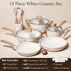Ensemble de casseroles et poêles antiadhésives de 14 pièces avec ustensiles de cuisine et protège-casseroles l'atelier des ustensiles