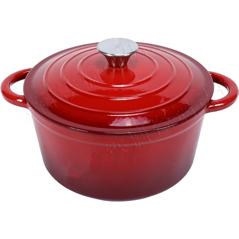 Pot rond ovale en fonte et émail de grande capacité, poêle à ragoût antiadhésive, Casserole cadeau, four à Induction de gaz sûre avec couvercle l'atelier des ustensiles