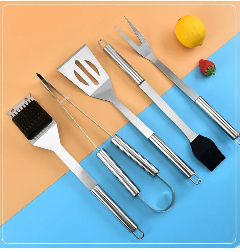 Ensemble de four en acier inoxydable, outils combinés pour Barbecue en plein air, ensemble de Barbecue, rangement, sac en tissu Portable, outils de cuisson l'atelier des ustensiles