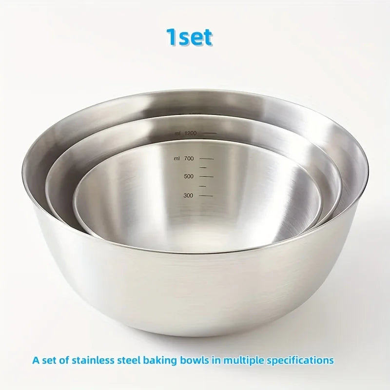 Ensemble de bols à mélanger en acier inoxydable, 3 pièces, utilisé pour la cuisine, la pâtisserie et le service, la cuisine/sélange, la tasse à mesurer pour la cuisson l'atelier des ustensiles