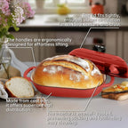 Cocotte en fonte émaillée |   Moule à pain ovale antiadhésif 5QT, idéal pour le pain au levain, les pains de mie et les pains artisanaux (Ovale Rouge, 5 QT) l'atelier des ustensiles